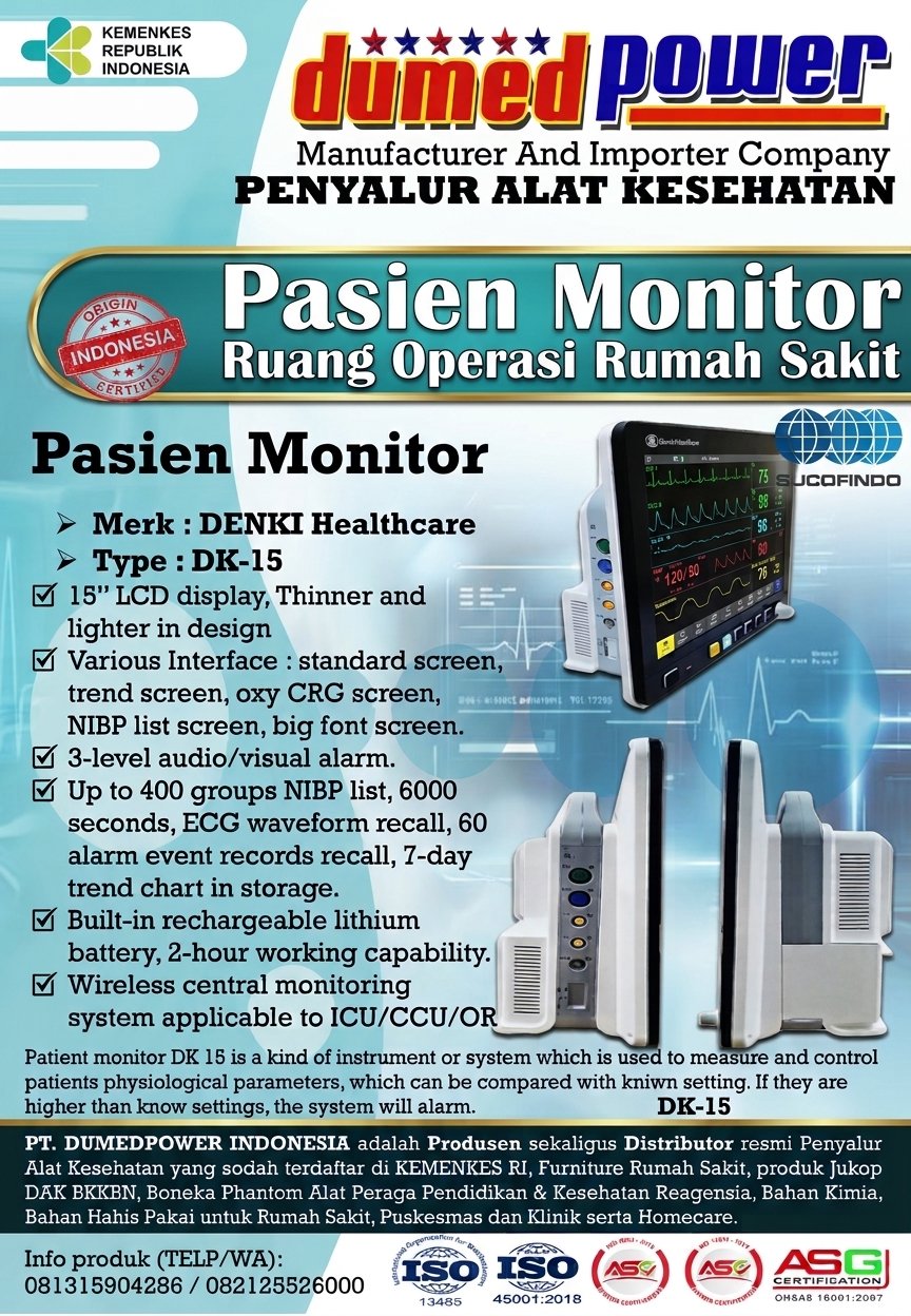 Jual Pasien Monitor DK-15 Murah Bergaransi Resmi