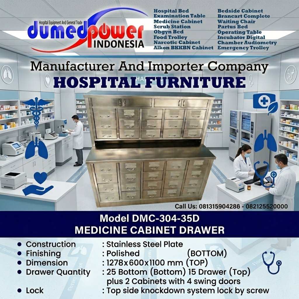 Jual Meja Racik Stainless DMC-304-35D DUMEDPOWER 35 Laci