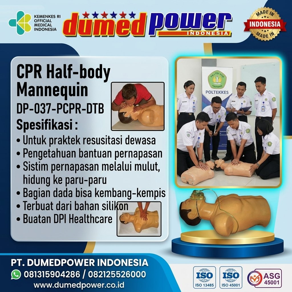 Jual Phantom Alat Peraga dan Pelatihan CPR Half-Body DP-037-PCPR-DTB DUMEDPOWER.